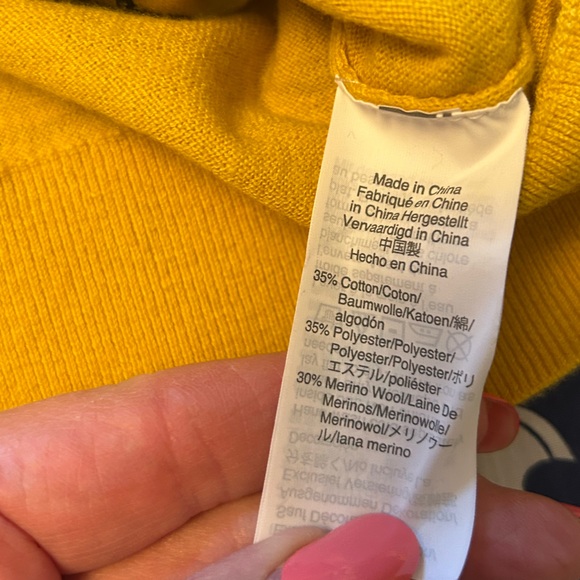 J. Crew Yellow Cardigan with Black Floral Design - Picture 5 of 5